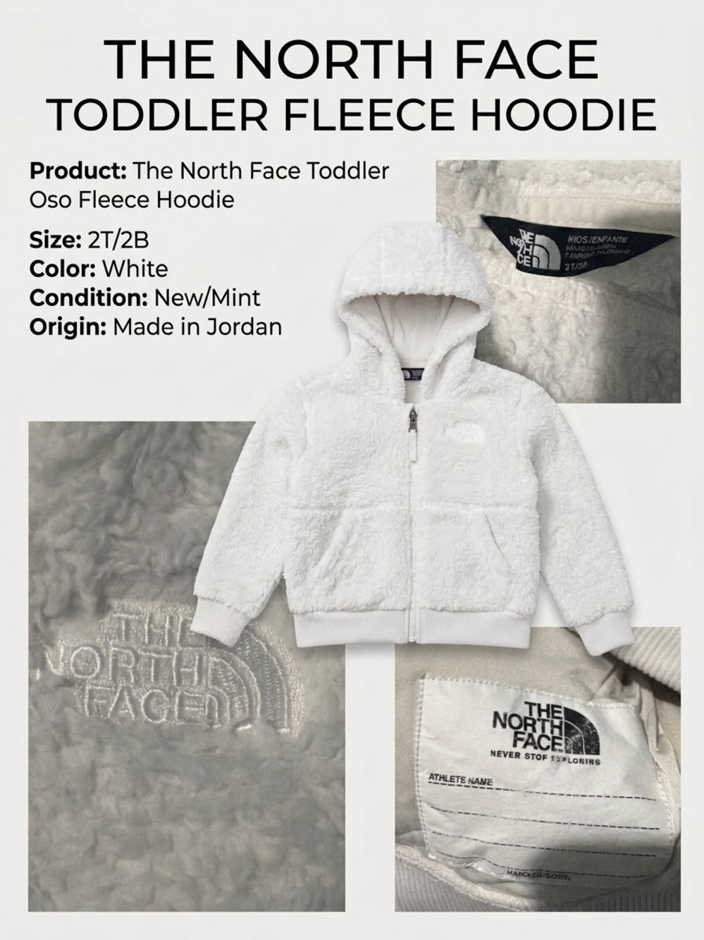 The North Face Toddler Sherpa Fleece Hoodie - White